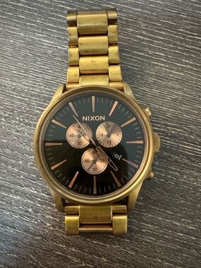 Nixon Gold and Black Chronograph Watch